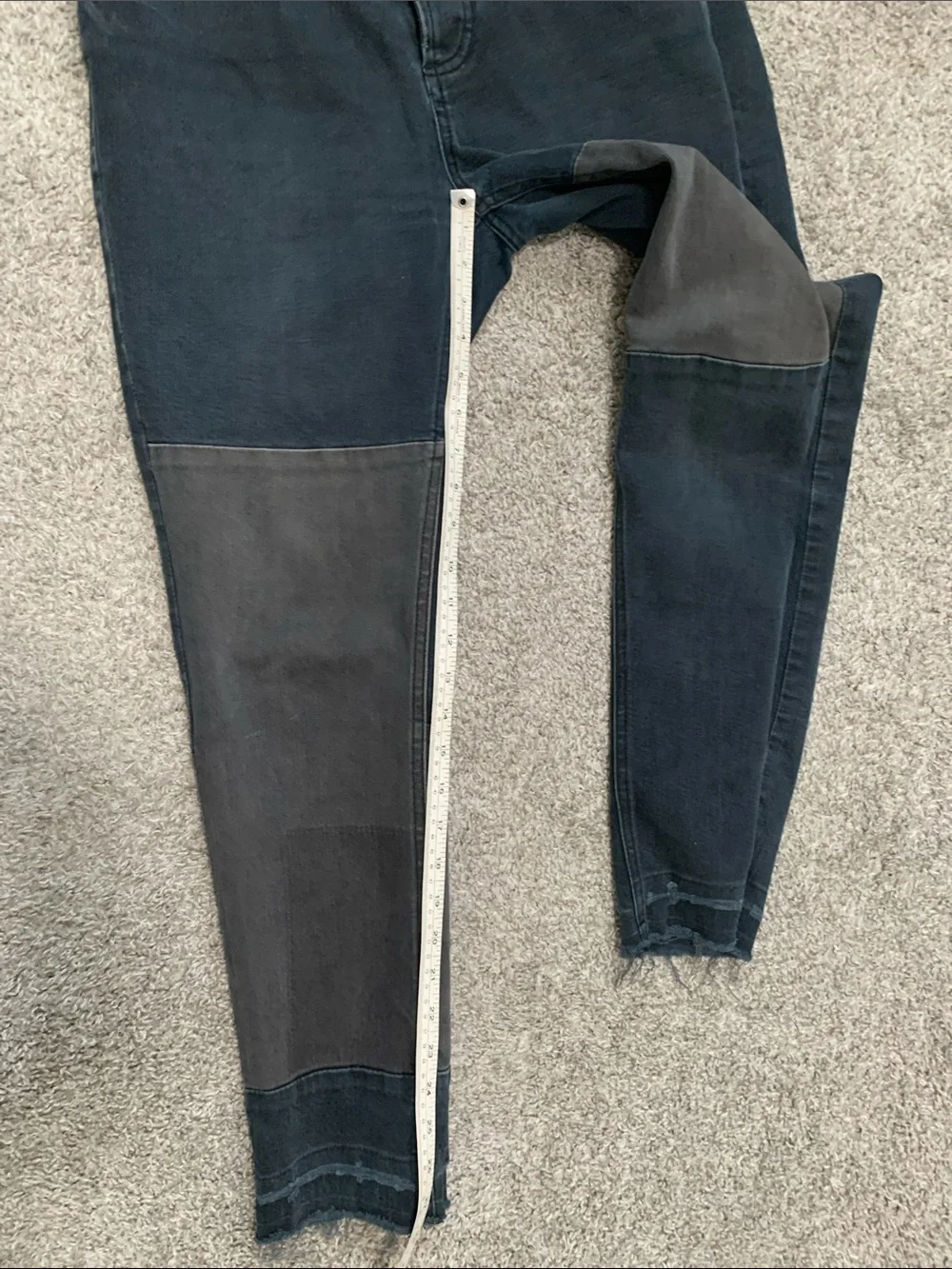 Free People Washed Black Patch-Detail Frayed Hems Jeans
